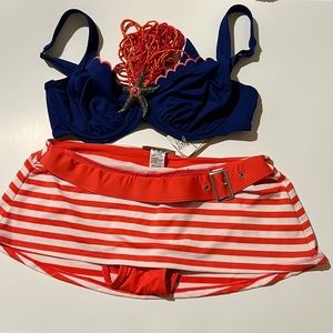 COPY - Beach House -  swim skirt with silver buckle .